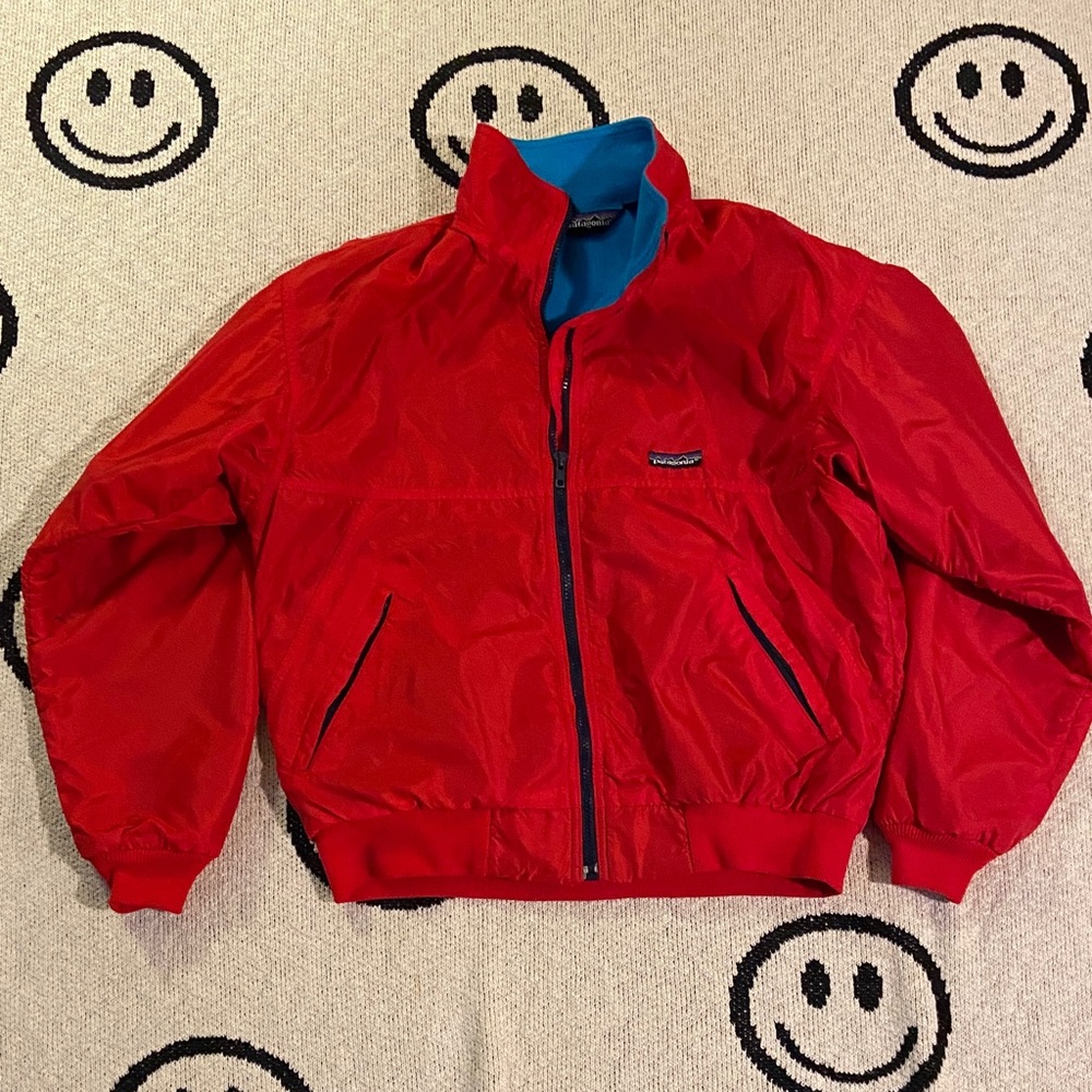 Patagonia Bomber Jacket Medium Green Shelled Synchilla Vtg USA Fleece Lined 90s